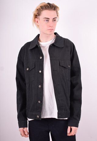 WRANGLER MENS VINTAGE DENIM JACKET LARGE BLACK 90'S