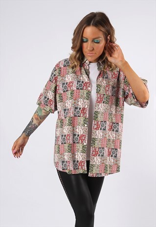 PRINT PATTERNED SHIRT OVERSIZED FITTED UK 10 - 12 (DCI)