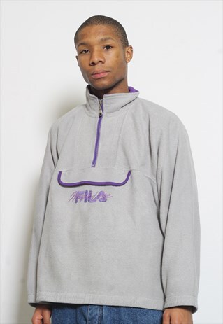 VINTAGE FILA MAGICLINE 1/4 ZIP FLEECE GREY