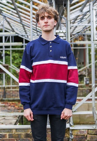 NAVY BLUE POLO SHIRT STYLE JUMPER