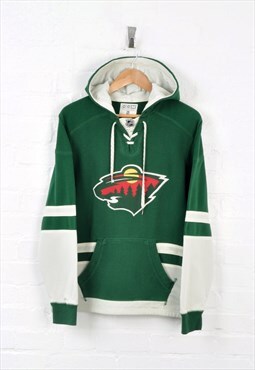Vintage Minnesota Wild Hockey Hoodie Green Small