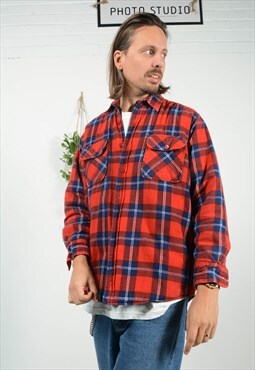 Vintage 90s Padded Shacket Flannel in Red Plaid