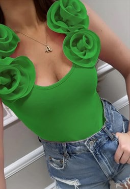 justyouroutfit Rose Bodysuit Green