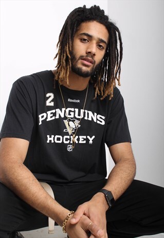 VINTAGE REEBOK NHL PENGUINS TEAM T-SHIRT BLACK