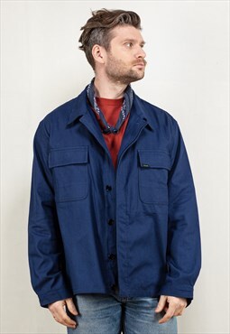 Vintage 80's Men Work Jacket in Blue