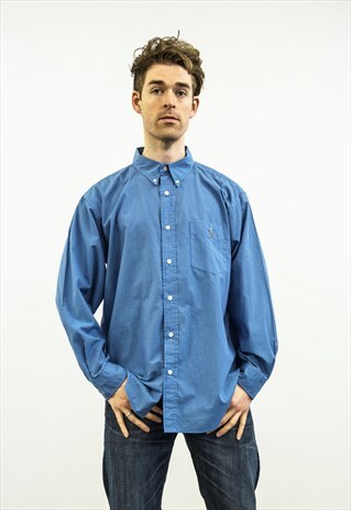 RALPH LAUREN VINTAGE 1990S BLUE CHECKED SHIRT