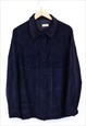 Vintage Suede Thick Overshirt Navy Button Up 90s
