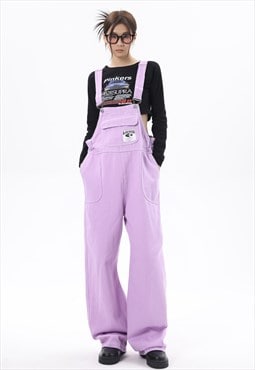 Denim dungarees pastel jean overalls retro jumpsuit purple