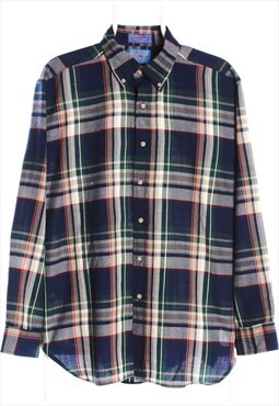 Vintage 90's Pendleton Shirt Check Long Sleeve Button Up Gre
