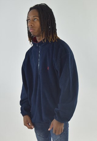 VINTAGE 90S NAVY BLUE NAUTICA 1/3 ZIP FLEECE