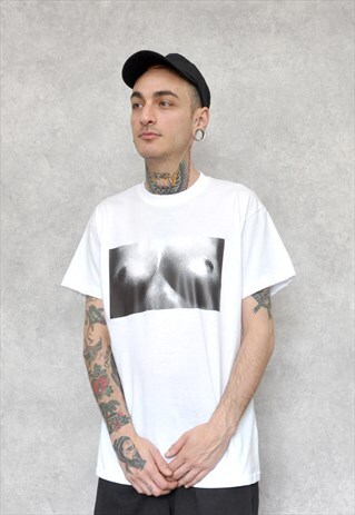 WHITE SUPREME RACK BOOB TITS T-SHIRT