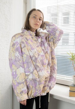 Vintage 80's Yellow/Purple Abstract Print Parka