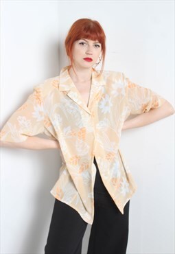 Vintage 80's Crazy Patterned Blouse Shirt Pink