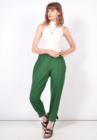 VINTAGE 90'S SKINNY TRACKIE JOGGING BOTTOMS GREEN