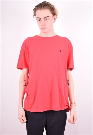 POLO RALPH LAUREN MENS VINTAGE T-SHIRT TOP LARGE RED 90S