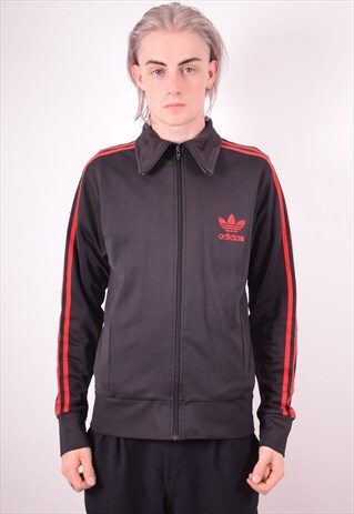 ADIDAS MENS VINTAGE TRACKSUIT TOP JACKET LARGE BLACK 90S