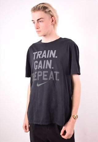 NIKE MENS VINTAGE T-SHIRT TOP LARGE BLACK 90S