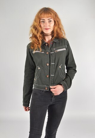 VINTAGE TOMMY HILFIGER CHARCOAL GREY DENIM JACKET