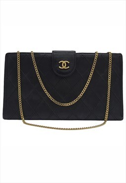 Chanel Wallet Reworked, Timeless CC Logo, Black, Golden CC