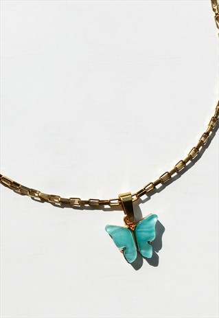 AQUA BUTTERFLY NECKLACE
