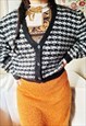 80s vintage handmade striped knit V neck cardigan sweater
