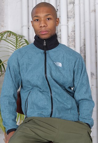 VINTAGE THE NORTH FACE CHEST LOGO FULL ZIP FLEECE BLUE