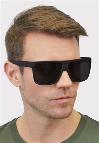 DEMING LARGE SQUARE BLACK SUNGLASSES MENS WOMENS