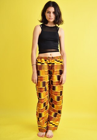 90'S RETRO TRIBAL PRINT BOHO LOOSE HAREM TROUSERS