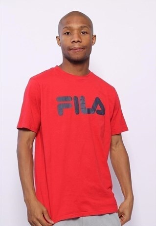 VINTAGE FILA BIG LOGO SPELLOUT T-SHIRT RED