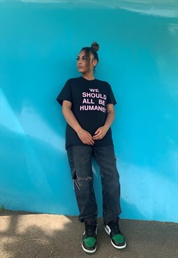 baad t-shirt black we SHOULD all be humanist (pink)
