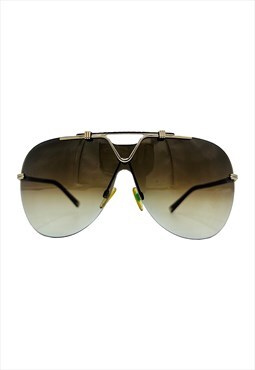 Christian Dior Sunglasses Aviator Oversized Rimless Brown 57