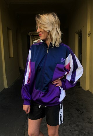 VINTAGE 80' OLDSCHOOL COOL UNISEX ADIDAS PURPLE JACKET