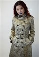 BURBERRY PRORSUM GOLD FLORAL BROCADE DOUBLE-BREASTED COAT