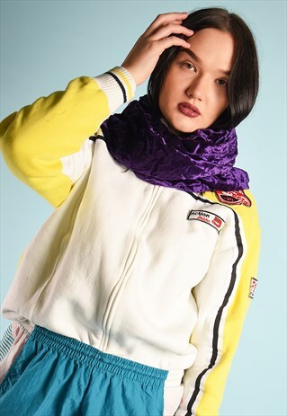 VINTAGE Y2K RETRO KITSCH VELVET SCARF IN DEEP PURPLE