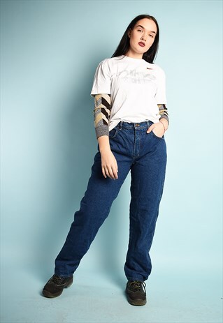 VINTAGE 90'S RETRO HIGHWAISTED DENIM JEANS IN BLUE