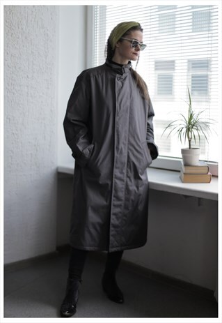 VINTAGE 80'S GREY TRENCH COAT