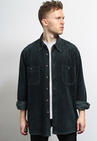 VINTAGE CORDUROY CORD SHIRT BLACK