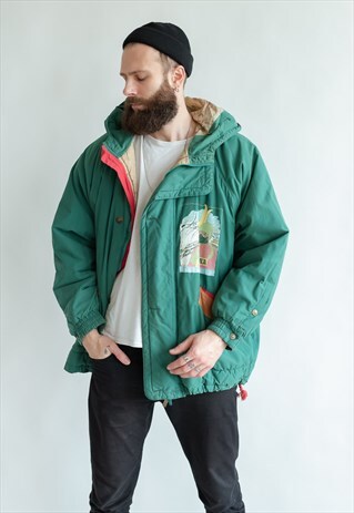 VINTAGE 80S PUFFER ZIP UP SKI JACKET WITH HOOD