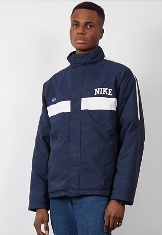 VINTAGE 90'S NIKE NAVY LOGO PADDED JACKET