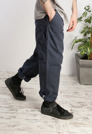 CARHARTT NAVY BLUE DUCK TROUSERS X452