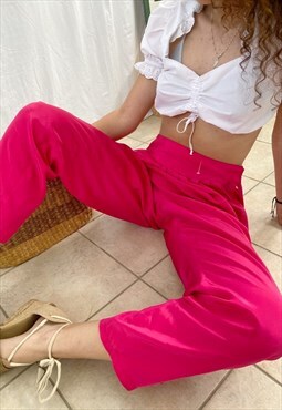 Vintage 80s Boheme Shocking Pink Satin trousers pants