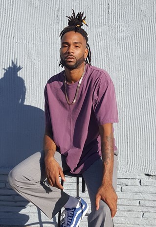 90S SKATER SPORTSWEAR SOFT PIGMENT DYED PURPLE TEE SHIRT