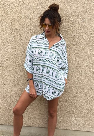 PATTERNED OVERSIZED RETRO VINTAGE UNISEX FESTIVAL SHIRT