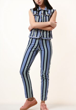 90S VINTAGE STRIPED VEST AND TROUSERS SUIT 905