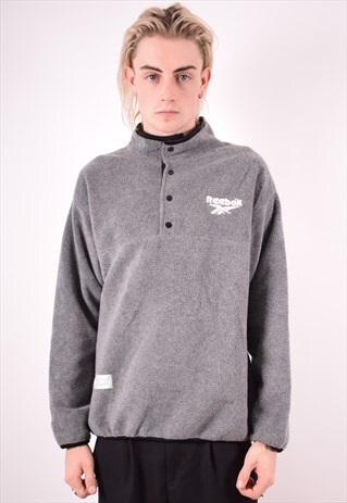 REEBOK MENS VINTAGE FLEECE JUMPER LARGE GREY 90S