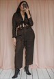 VINTAGE 80S TROUSER SUIT IN BLACK WITH GOLD STRIPE