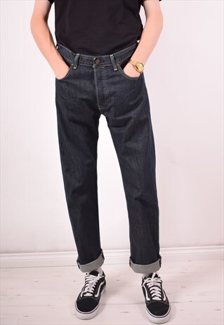 LEVI'S 501 MENS VINTAGE JEANS W33 L30 NAVY BLUE 90S