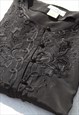 DEADSTOCK BLACK EMBROIDERED/APPLIQUE BUTTONED BLOUSE