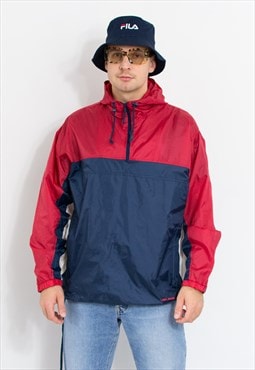 Vintage shell jacket hooded windbreaker men XL