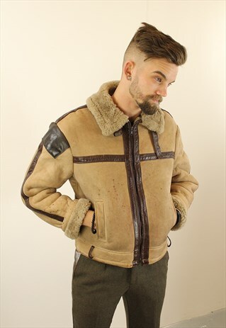 VINTAGE AVIATOR/FLYING JACKET. SHEARLING SHEEP SKIN. UNISEX.